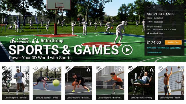 SPORTS & GAMES MOTIONS  : POWER YOUR 3D WORLD WITH SPORTS (BUNDLE OF 6 PACKS)